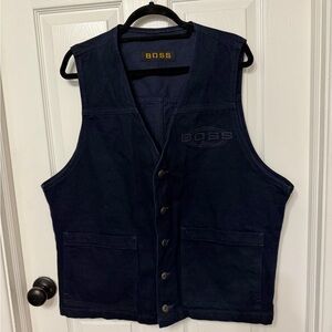 Vintage Boss Jeans‎ Vest Men Large Denim Blue USA Y2K 00s 90s
